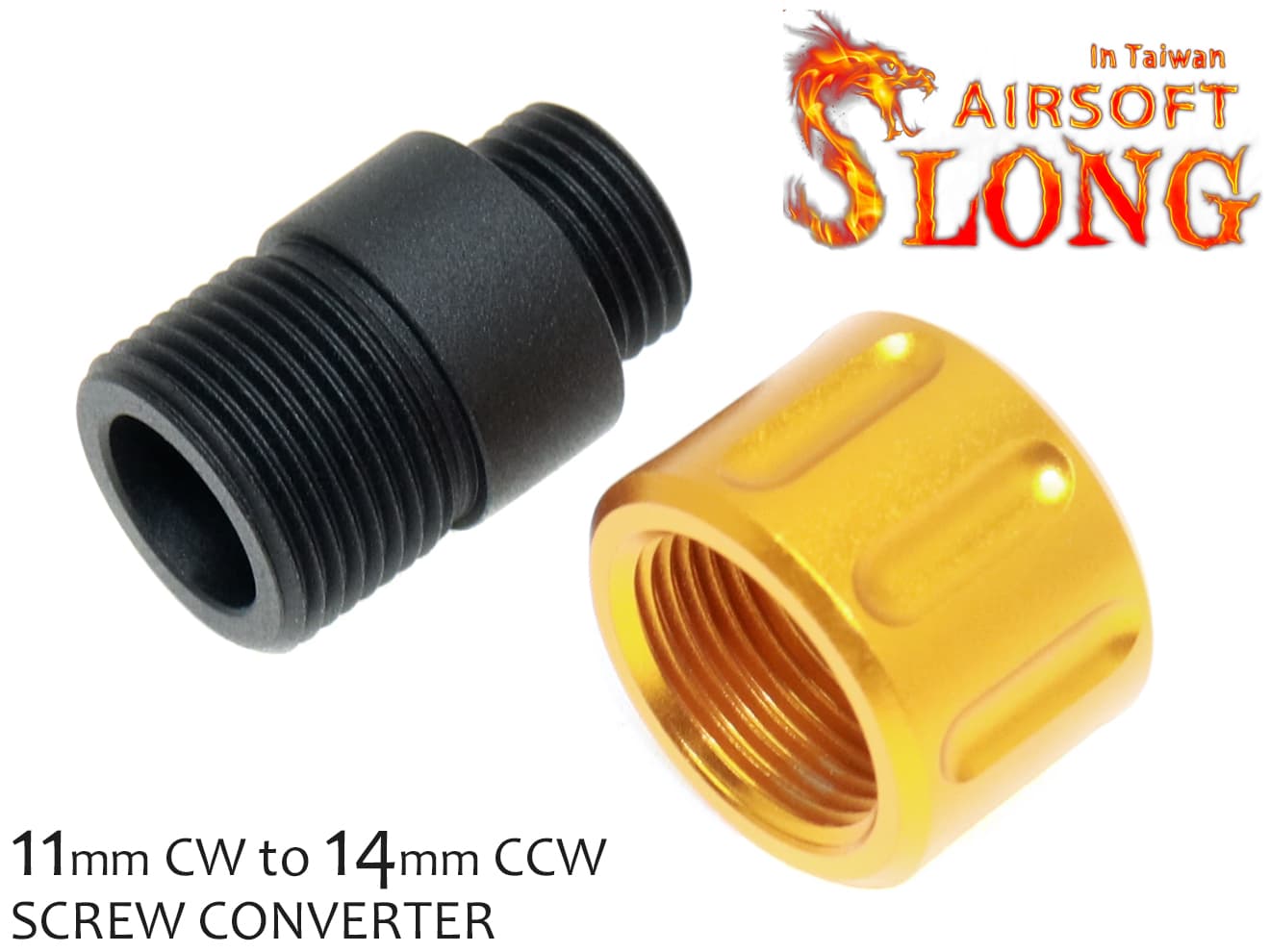 SLONG AIRSOFT 11mmCW→14mmCCW サイレンサーアダプターE◆11mm正ネジ→4mm逆ネジ 変換ネジ サイレンサー コンペンセイター取付に