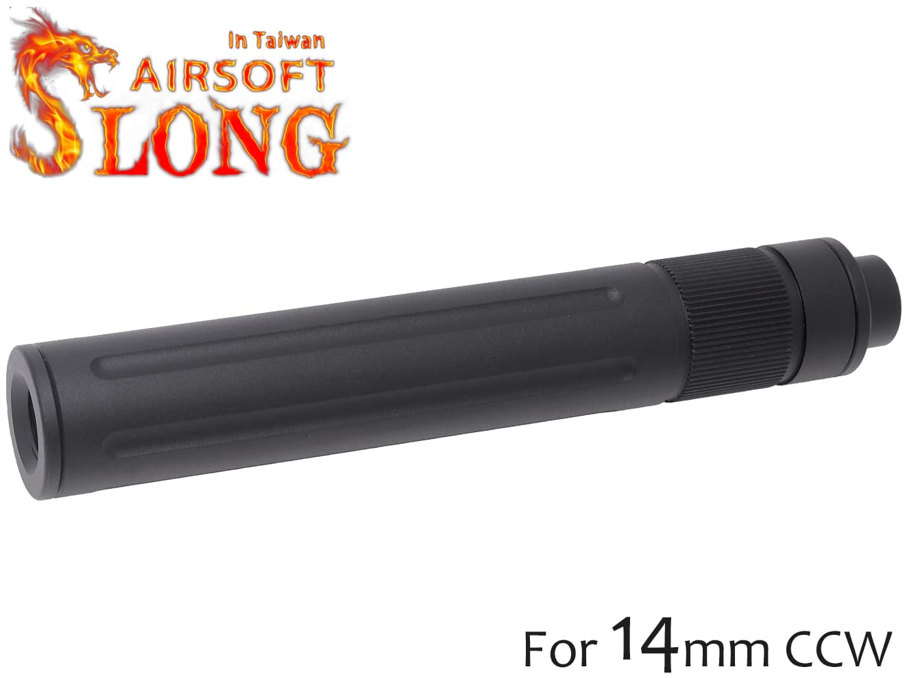 SLONG AIRSOFT 14mm逆ネジ スリムサプレッサー フルート◆Φ27mm 極細サイレンサー 吸音スポンジ入り 延長可能 エスロング