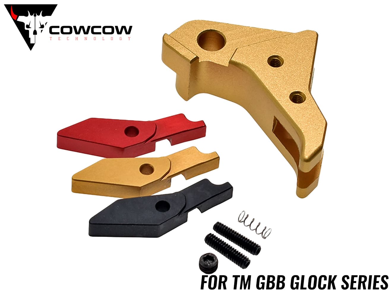 COWCOW TECHNOLOGY アルミCNC アジャスタブルタクティカルトリガー GLOCK◆GOLD 東京マルイ GBB グロック対応 ショートストローク化