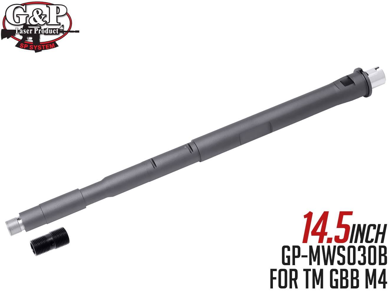G P 14.5インチ ヘビーバレル for TM GBB M4MWS ◆東京マルイ ガスブローバック M4対応 WA GBB M4にも アルミ合金製 14mm正/逆ネジスレッド