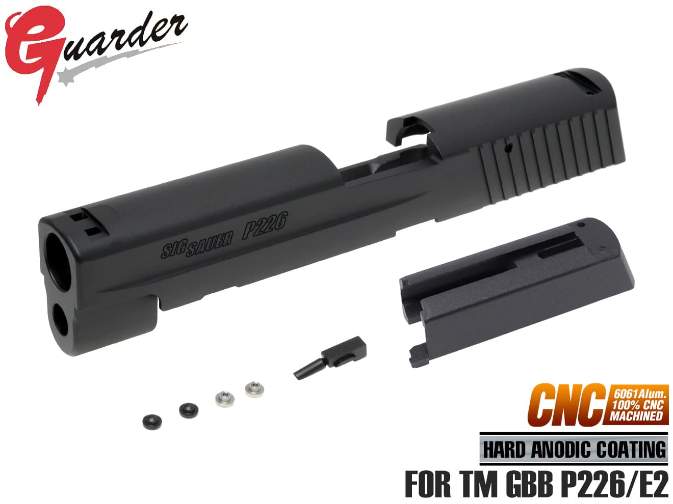 P226-47 BK GUARDER A6061 アルミ CNCスライド Late Version Marking for マルイ P226/E2用 東京マルイ GBB P226/E2対応 専用軽量ハウジング付属