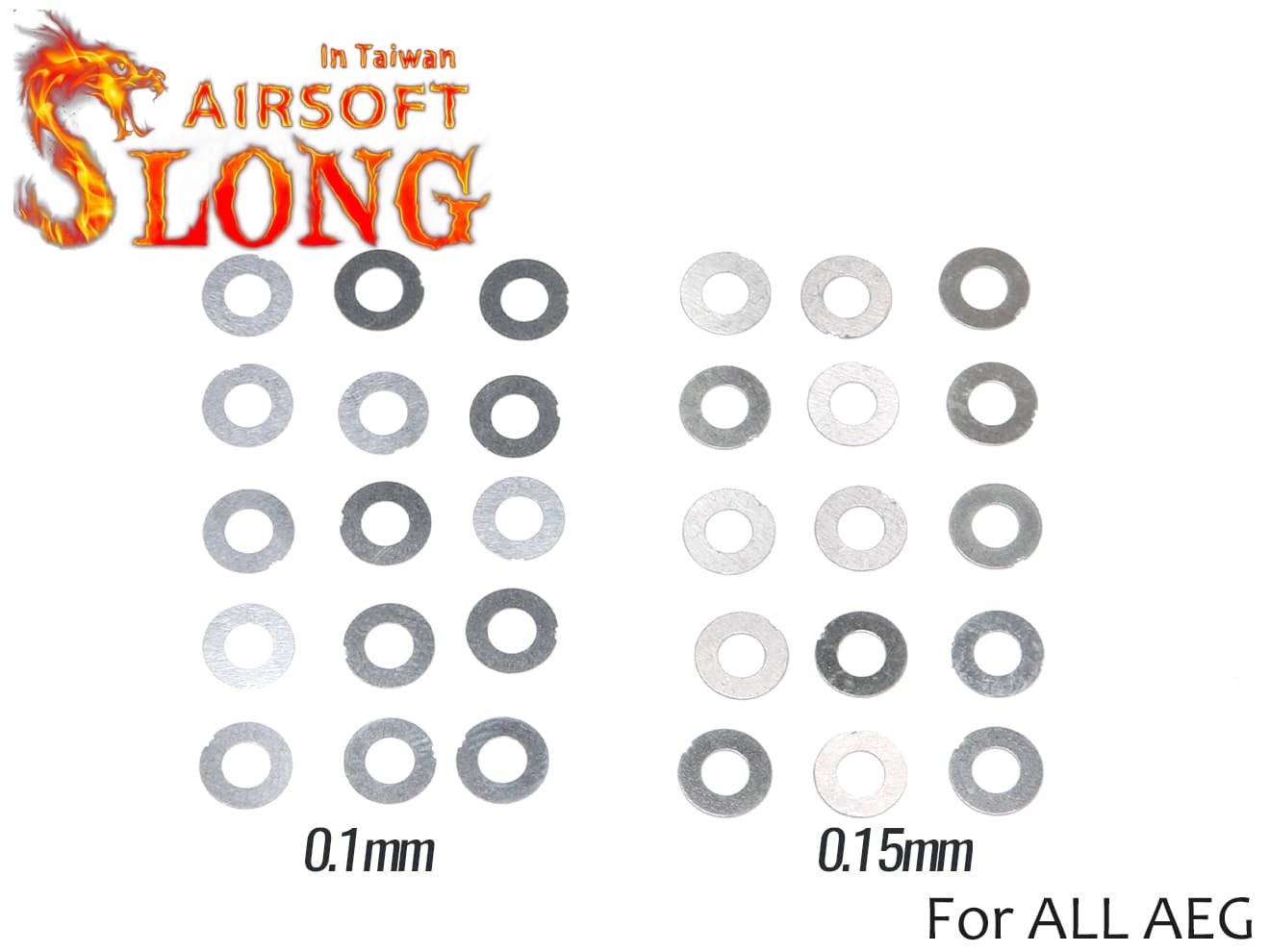 SLONG AIRSOFT メカボックス ステンレスシムセット 0.1mm/0.15mm 各15枚セット◆各社電動ガン メカボックス対応 歯当たり調整用シム クリアランス調整