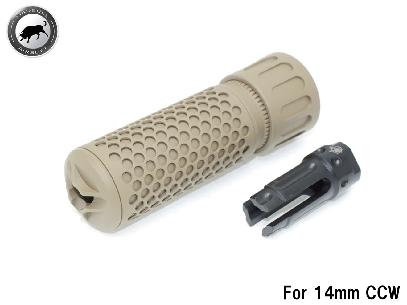 MADBULL KAC QDC CQB Airsoft ダミーサプレッサー TAN 14mm逆ネジ◆ブラック/正規品/ライセンス品/ナイツ/Knight’s ARMAMENT