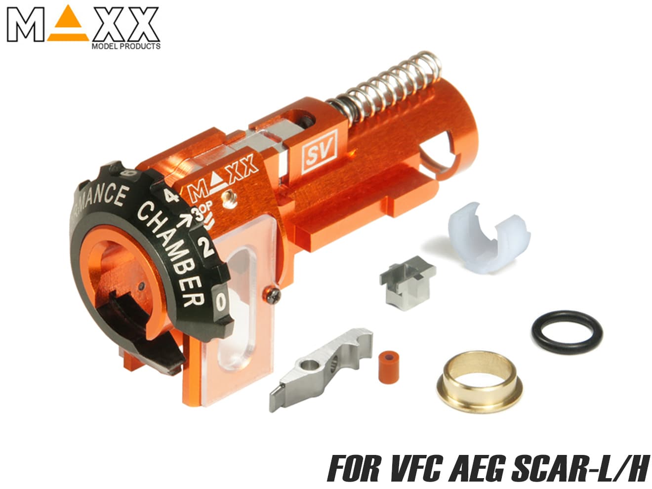 MAXX アルミCNC ホップアップチャンバー SV for AEG VFC SCAR-L/H VFC 電動ガン SCAR-L SCAR-H対応 LEDモジュール装着可能 A6061製