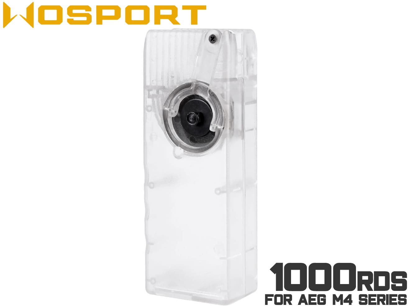 WoSporT ハイスピード リールBBローダー 1000Rds M4◆各社AEG M4 スプリング式マガジン対応 リールハンドル式 スピードローダー 約1000発 クリアタイプ