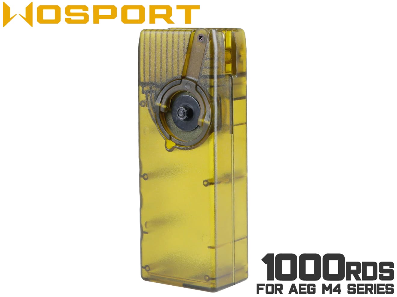 WoSporT ハイスピード リールBBローダー 1000Rds M4 AEG 電動ガン M4シリーズスプリング式対応 約1000発 折り畳み式ハンドル スピードローダー クリアイエロー