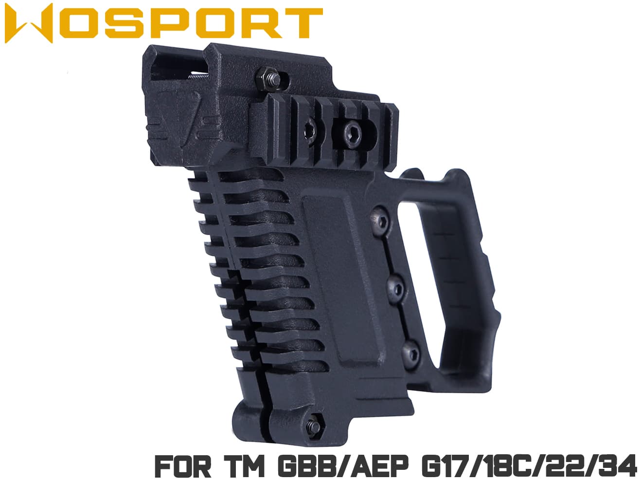 WoSporT ローディング グリップボディキット for GLOCK◆KRISS VECTOR風グリップキット スペアマガジンホールド可能 グロック カスタム 外装 ブラック G17 G18C