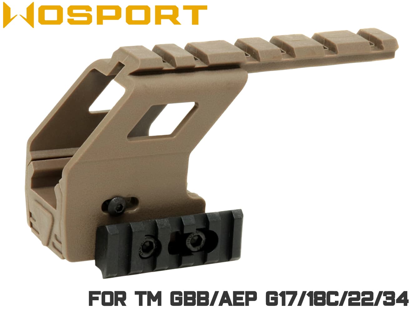 WoSporT レールマウント for GLOCK◆TAN グロック対応 マルイ GBB AEP グロック対応 アンダーレールに取付 スコープ/ドットサイト搭載 アクセサリー装着