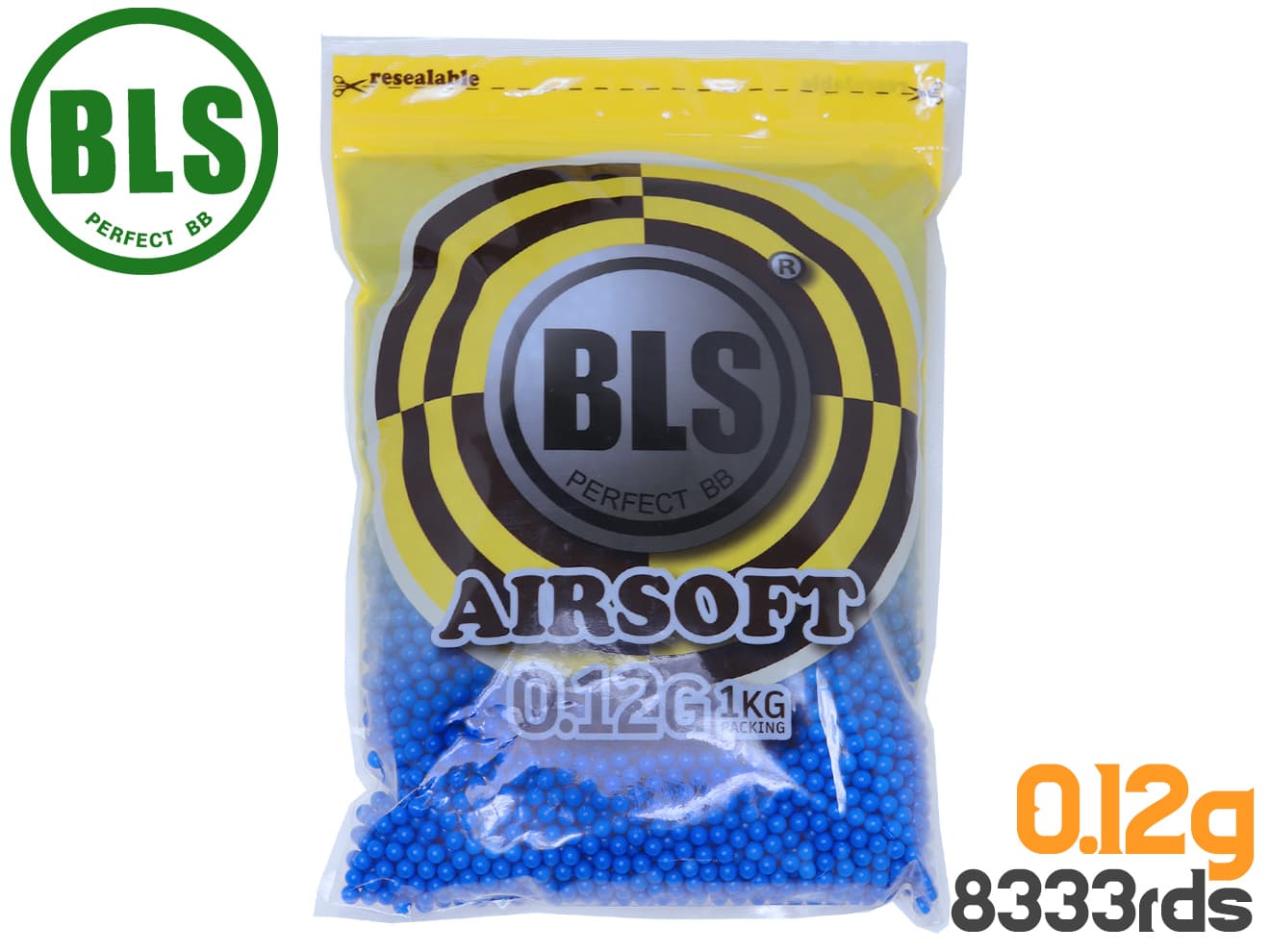 BLS Precision 精密プラスティックBB弾 0.12g 8333発(1kg)◆高品質ビービー弾 エアソフトガン 10歳以上用 シューティ…