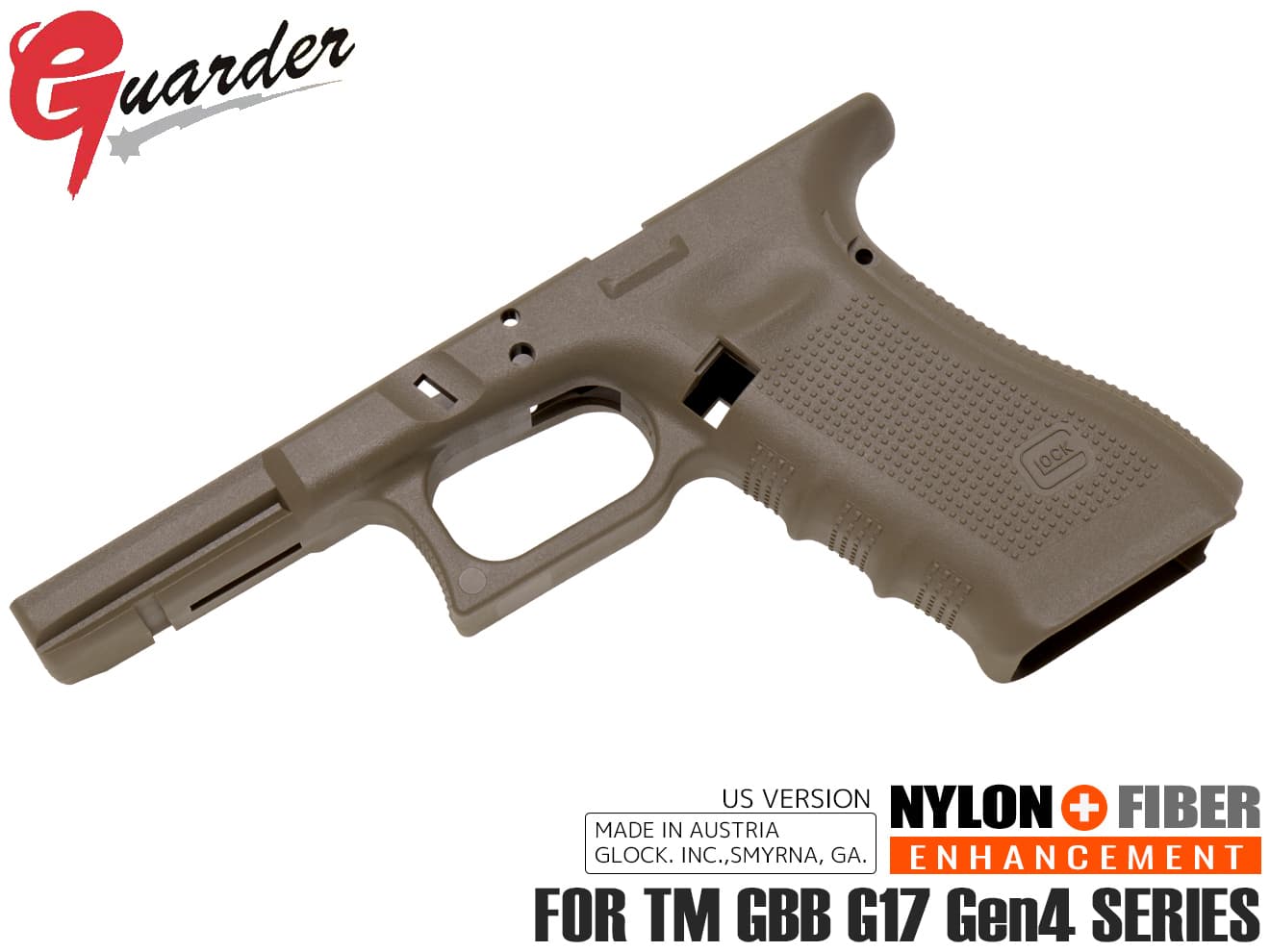 GLK-230(FDE)■GUARDER GLOCK Gen.4 オリジナルフレーム US Ver for マルイ G17 Gen4◆グロック ガスブローバック 実銃素材 刻印入り マットな質感/強度アップ