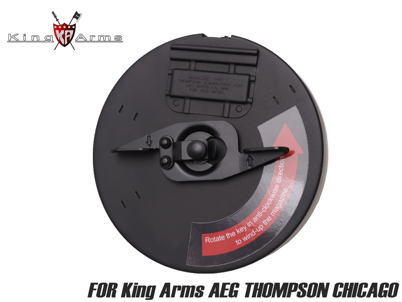 King Arms AEG トンプソン シカゴ用 450Rds ドラムマガジン◆450連 スペア 往年 名銃 リアル 再現 マガジン ハンドル スチールシェル 重厚感 リアル 補修