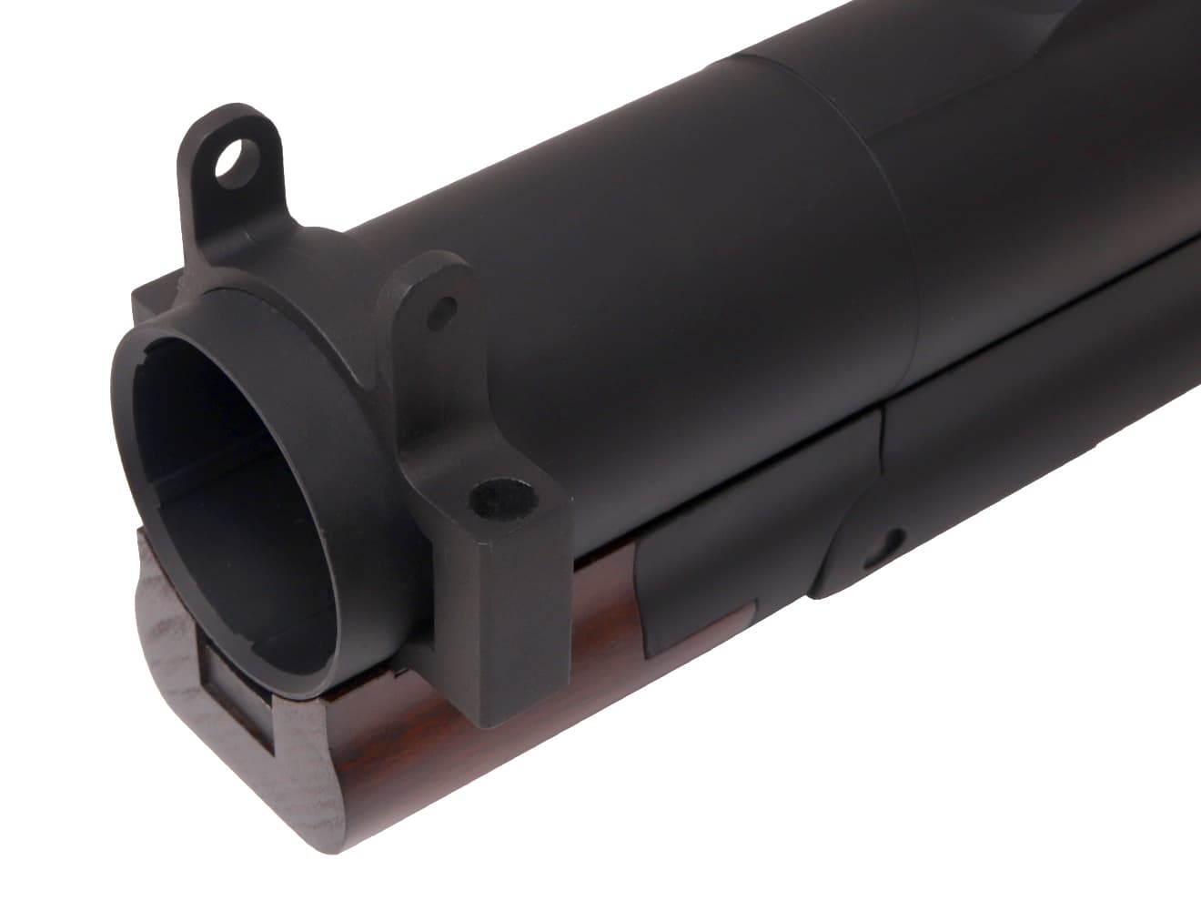 ミリタリーベースのKing Arms M79 ソードオフ グレネードランチャー◆リアルウッド モスカート 各社 40mm ガスカートリッジ 中折式 銃身 ストック モデル 雰囲気 レバー 操作｜アングル3