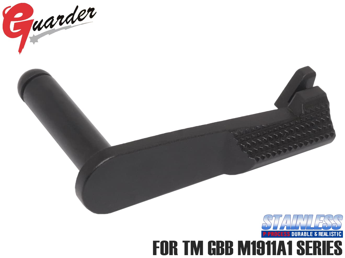 M1911-22(BK)■GUARDER ステンレス(P-PROCESS) スライドストップ for マルイ M1911◆リアルな質感 高い表面硬度 レバー カスタム パーツ リアル 強度向上 黒