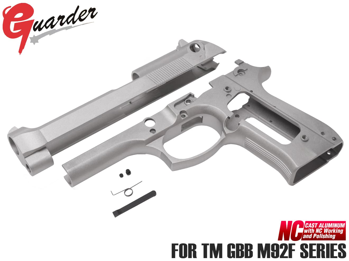 M92F-04(SV)■GUARDER M92 アルミスライド フレームセット ノーマーキング for マルイ M92F◆リアル カスタム 重量感 質感 リアル エッジ フルメタル 上質