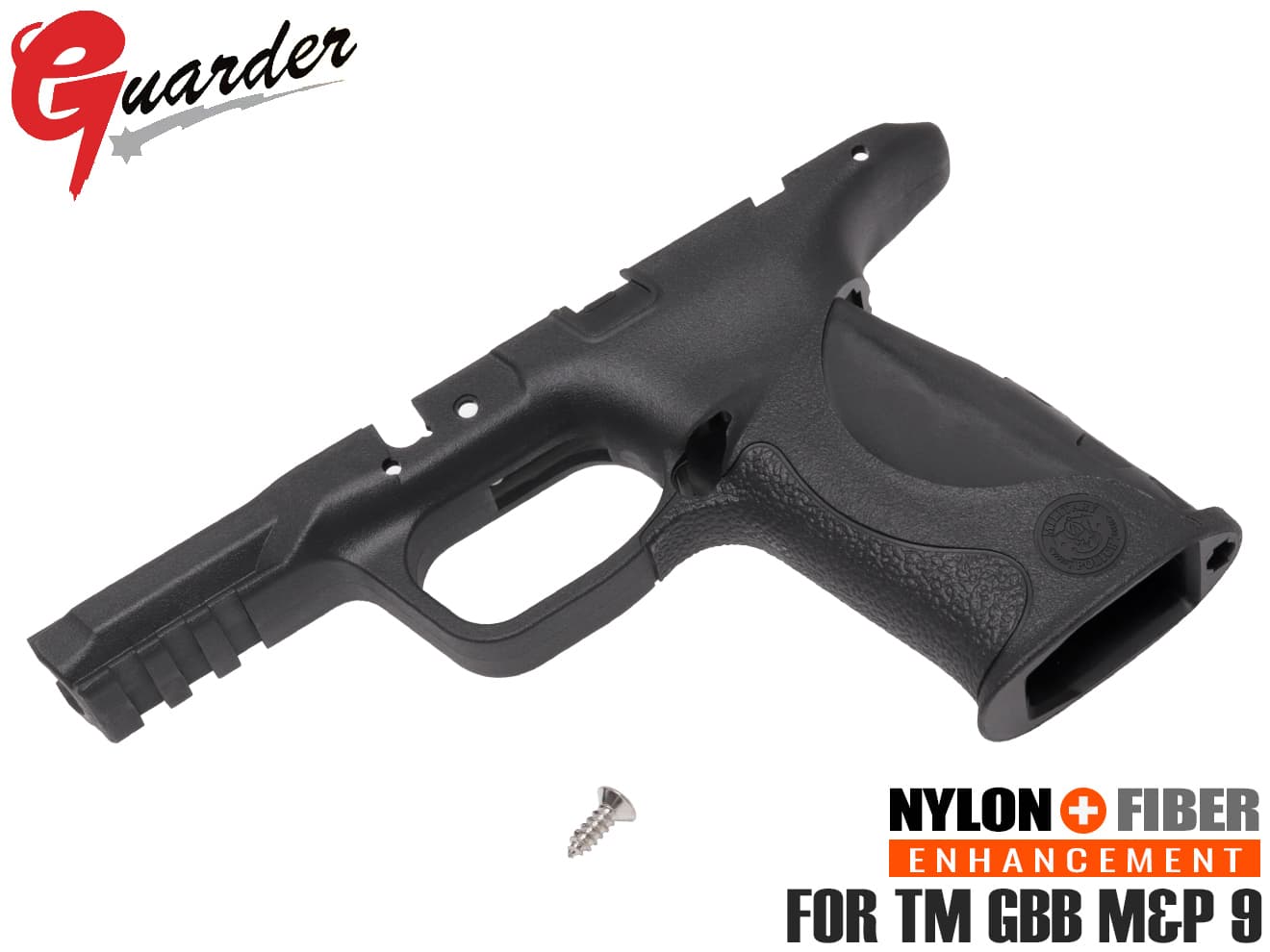 M&P9-05(BK) GUARDER ガーダー商品説明ITEM INFO実銃素材！リアリスティック ナイロンファイバーフレームGUARDER リアルポリマー オリジナルフレーム スタンダード for マルイ M&P 9です。東京マルイ ガスブローバック M&P 9/M&P 9Lシリーズに対応します。実銃と同様、GF(グラスファイバー)配合の強化ナイロン樹脂で製造されているグリップです。基本的にマルイM&P9の寸法通りに制作されておりますが、フレーム右サイドのマルイ刻印がなくなっており、よりリアルな印象を与えてくれます。強化やドレスアップにどうぞ！商品基本情報・スペックITEM SPEC●商品名 ： GUARDER リアルポリマー オリジナルフレーム スタンダード for マルイ M&P 9●商品番号 ： MP9-05(BK)●ブランド ： GUARDER●メーカー品番 ： M&P9-05(BK)●カラー ： BK●対応 ： 東京マルイ GBB M&P 9/M&P9L シリーズ(※Lに装着の場合、トリガーストップスクリューはオミットされます)●重量 ： 80g ●材質 ： ナイロン+ファイバー樹脂注意事項ITEM NOTE∇商品固有の注意事項※写真1枚目以外の部品は付属しません。※取付には分解・整備の知識が必要になります。また個体差や相性により、若干のすり合わせや加工が必要な場合がございます。※M&P9 Lに装着の場合、トリガーストップスクリューはオミットされます。∇ご購入時の留意事項商品はすべて点検してからのお届けになります。商品によってはパッケージの開封等を行う場合もございますことをご了承ください。※商品には万全を記しておりますが、万一不備な点がございましたら、お手数ですがお問い合わせフォームにてご連絡頂ますようお願い致します。なお、海外製品につきましては、輸入時についた若干の傷、痛み等が見られる場合がございます。 国内製品のような完全品をお求めの方はご遠慮下さい。※商品が適合外であった場合、またはお客様都合による交換・返品・返金は出来ません。よくお確かめの上、ご購入下さい。※モニター環境により、実際の商品の色と若干異なる場合がございますのでご了承下さい。※他サイトでも同時販売の為売り切れの際はご了承下さい。※売り切れの際は早急にご連絡させて頂きます。（当社休業日を除く）関連商品RELATED ITEMGUARDER オリジナル フレーム for マルイ M&P9 スタンダード FDE[MP9-05(FDE)]GUARDER リアルポリマー オリジナルフレーム M&P 9[MP9-04(BK)]GUARDER リアルポリマー オリジナルフレーム M&P 9[MP9-04(FDE)]GUARDER Performance Center リアリスティック ポリマー フレーム for マルイ M&P 9 BK[MP9-45(BK)]GUARDER Performance Center リアリスティック ポリマー フレーム for マルイ M&P 9 FDE[MP9-45(FDE)]GUARDER スタンダード マガジンベース M&P9[MP9-36(BK)]GUARDER スタンダード マガジンベース M&P9[MP9-36(FDE)]GUARDER スタンダード マガジンリリース M&P9[MP9-37(BK)]GUARDER スタンダード マガジンリリース M&P9[MP9-37(FDE)]GUARDER フレームアッセンブリー テイクダウンツール for マルイ M&P9/M&P9L BK[MP9-51(BK)]GUARDER フレームアッセンブリー テイクダウンツール for マルイ M&P9/M&P9L FDE[MP9-51(FDE)]GUARDER M&P9 ステンレス シリアルナンバープレート BK[MP9-02(BK)]GUARDER スチール ロッキングブロック マルイ M&P9/M&P9L[MP9-46]【検索キーワード】：M&P9-05(BK) ガーダー ミリタリー＆ポリス SMISS&WESSON MILITARY & POLICE ポリマーフレーム ポリマーグリップ 強化フレーム 強化 耐久性アップ ポリマー樹脂 MP グリップ GRIP フレーム 交換用 スミス＆ウェッソン
