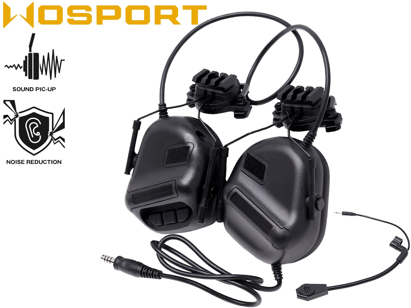 HD-11-BK Wosport ウォスポーツ ヲスポーツ商品説明ITEM INFO集音機能搭載で敵を素早く察知！ノイズリダクション付きで安心WoSporT Gen5 タクティカル ヘッドセット w/ サウンドピックアップ&amp;ノイズリダクション for ヘルメット(ARC)です。シンプルだが飽きのこないデザインのタクティカルヘッドセットです。PTTスイッチを介して各社特小無線機(トランシーバー)などと接続することで音声通信が可能になります。ジャックはミリタリージャックでZ-TACTICALなどのタクティカルPTTスイッチに対応します。小さな音を増幅して聞きやすくするサウンドピックアップ機能を搭載！最大60%音量増幅することが可能！通常では聞き逃してしまう小さな足音や息遣いなどが聞き取りやすくなり、索敵の補助になります。またノイズリダクション機能も合わせて搭載しており、大きな音が発生した場合は自動的に集音をキャンセルし、聴覚を保護してくれます。Wosport独自素材を使用したイヤマフスポンジはサラッとしたつけ心地と適度なコシで、優れた装着感を実現！長時間の使用でも疲れにくいよう設計されています。ヘルメットのARCレールに直接マウントが可能なステーを搭載！レバー操作で簡単にヘルメットにマウントできます。また20mmレールも付属しており、別途アクセサリーの取り付けも可能になっています。マイクブームは左右どちらサイドでも装着可能で、好みや利き腕に合わせて選択可能です。サバイバルゲームや工場・建築現場などでのコミュニケーションにどうぞ！商品基本情報・スペックITEM SPEC●商品名 ： WoSporT Gen5 タクティカル ヘッドセット w/ サウンドピックアップ&amp;ノイズリダクション for ヘルメット(ARC) BK●商品番号 ： WO-HDS-004B●ブランド ： Wosport●カラー ： ブラック●電源 ： AAA(単4)バッテリー×2本●素材 ： ABS樹脂、ポリマー樹脂、ステンレス、他●重さ ： 約420g注意事項ITEM NOTE∇商品固有の注意事項※ミリタリージャックの接続はしっかりと奥まで差し込んでください。差し込みが甘いと通信不良の原因になります。∇ご購入時の留意事項商品はすべて点検してからのお届けになります。商品によってはパッケージの開封等を行う場合もございますことをご了承ください。※商品には万全を記しておりますが、万一不備な点がございましたら、お手数ですがお問い合わせフォームにてご連絡頂ますようお願い致します。なお、海外製品につきましては、輸入時についた若干の傷、痛み等が見られる場合がございます。 国内製品のような完全品をお求めの方はご遠慮下さい。※商品が適合外であった場合、またはお客様都合による交換・返品・返金は出来ません。よくお確かめの上、ご購入下さい。※モニター環境により、実際の商品の色と若干異なる場合がございますのでご了承下さい。※他サイトでも同時販売の為売り切れの際はご了承下さい。※売り切れの際は早急にご連絡させて頂きます。（当社休業日を除く）関連商品RELATED ITEMWoSporT Gen5 タクティカル ヘッドセット BK[WO-HDS-001B]WoSporT Gen5 タクティカル ヘッドセット TAN[WO-HDS-001T]WoSporT Gen5 タクティカル ヘッドセット w/ サウンドピックアップ&amp;ノイズリダクション BK[WO-HDS-002B]WoSporT Gen5 タクティカル ヘッドセット w/ サウンドピックアップ&amp;ノイズリダクション TAN[WO-HDS-002T]WoSporT Gen5 タクティカル ヘッドセット for ヘルメット(ARC) BK[WO-HDS-003B]WoSporT Gen5 タクティカル ヘッドセット for ヘルメット(ARC) TAN[WO-HDS-003T]WoSporT Gen5 タクティカル ヘッドセット w/ サウンドピックアップ&amp;ノイズリダクション for ヘルメット(ARC) TAN[WO-HDS-004T]Z-TACTICAL NEXUS U94タイプ PTTスイッチ for I-com[Z-113I]Z-TACTICAL NEXUS U94タイプ PTTスイッチ for Kenwood[Z-113K]【検索キーワード】：HD-11-BK WoSport ヲスポーツ ウォスポーツ サバイバルゲーム サバゲー ミリタリー装備 コスプレ 用品 COMTAC ヘッドセット 通信機 PELTOR 3M コスプレ 特殊部隊 SWAT NAVY SEALS シールズ スワット US ARMY 米軍 黒 ブラック BK BLACK ノイズキャンセル ノイズカット サラウンド 360°