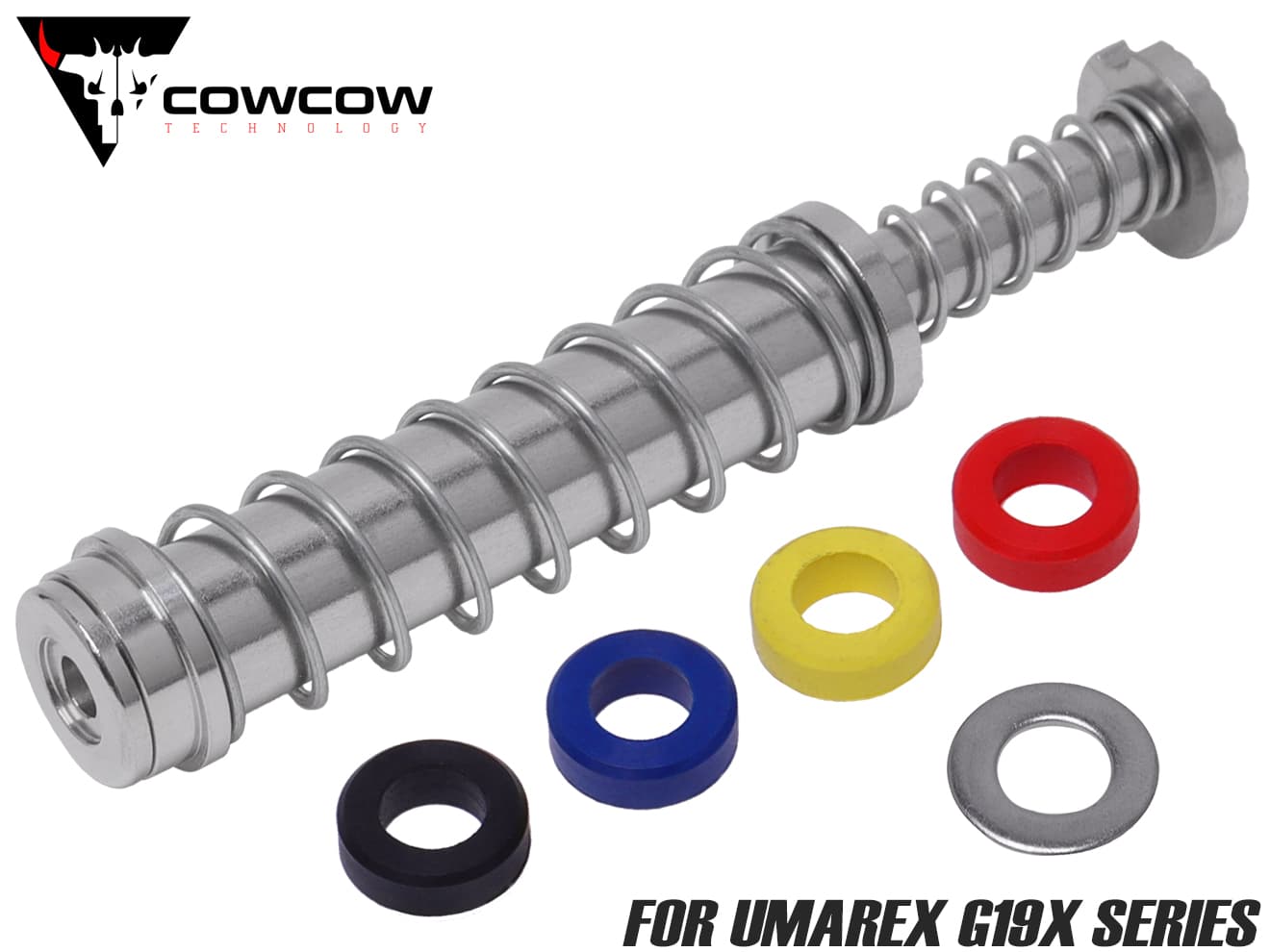 COWCOW TECHNOLOGY ステンレス リコイルスプリングガイド UMAREX G19X SV◆CNC リコイル 表面硬度 バッファ 4種類 ストローク量 調整 可能 サイクル 向上