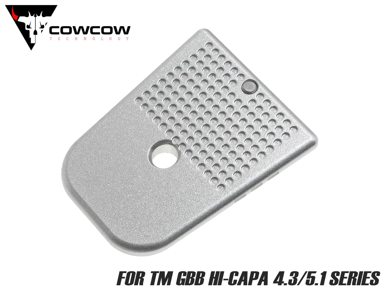 COWCOW TECHNOLOGY D02 ドットタック マガジンベース Hi-CAPA◆シルバー 簡単 脱着 スライド ロック 搭載 フレア 形状 ドットマトリクス 塗料 マーキング可能