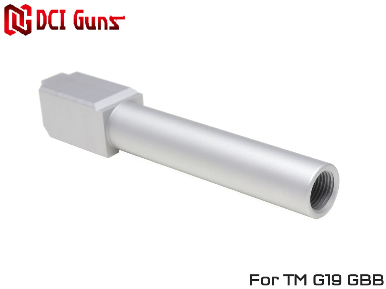 DCI Guns 11mm正ネジ メタルアウターバレル シルバー TM G19 Gen.3/Gen.4◆アウターバレル/アルミアウターバレル/ガスブローバック/グロック