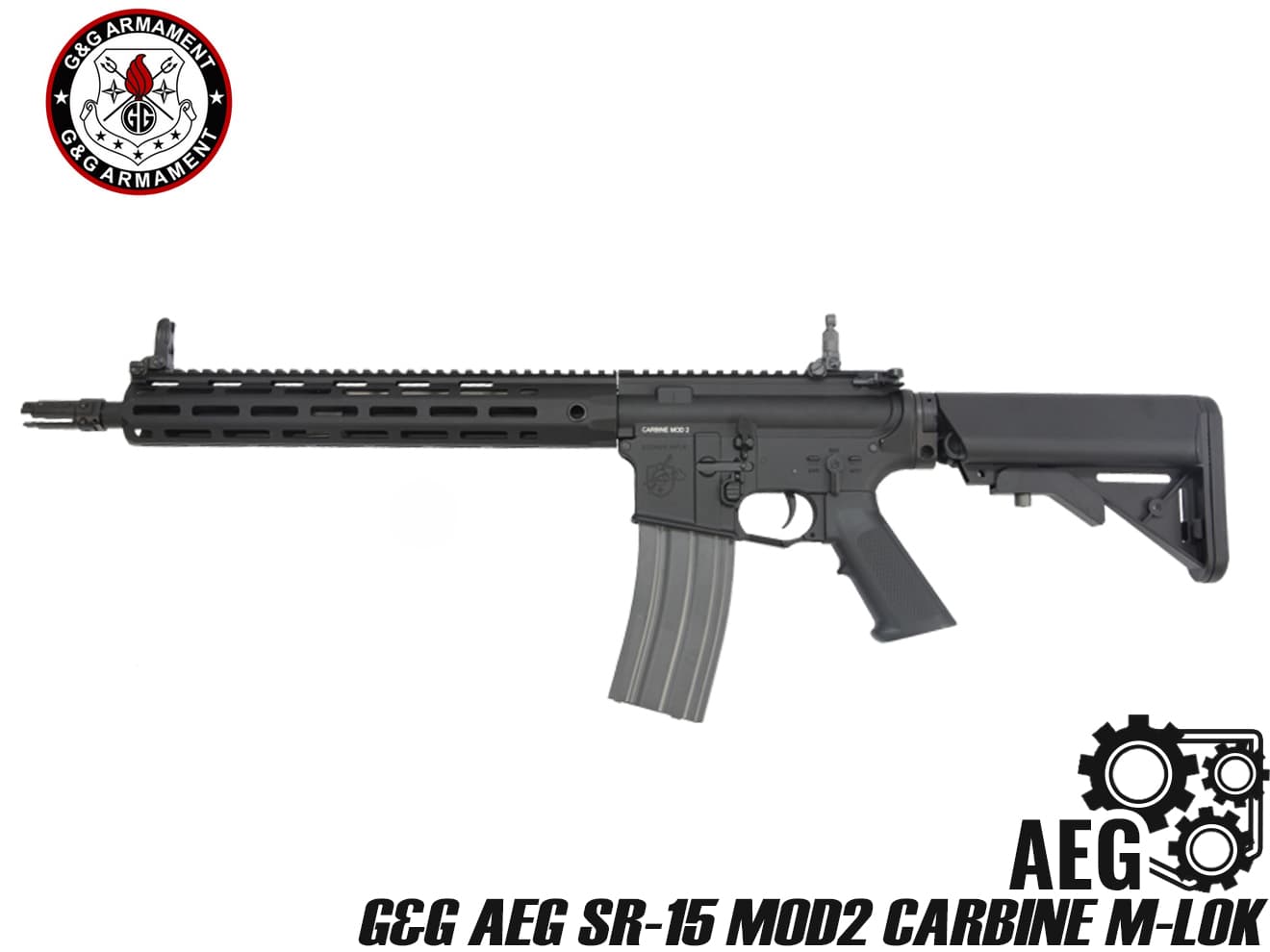 G&G 電動ガン SR-15 MOD2 CARBINE M-LOK◆海外製電動ガン/カービンライフル/エムロック/ナイツ/正式ライセンス/リアル刻印/URX-4/電子トリガー