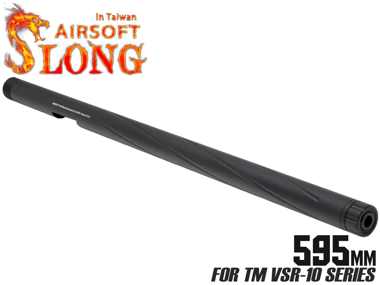 SLONG AIRSOFT アルミCNC スパイラルフルート アウターバレル VSR-10 BK◆14mm 逆ネジ 対応 バレルウィップ 低減 放熱性 スレッドカバー ドレスアップ デザイン