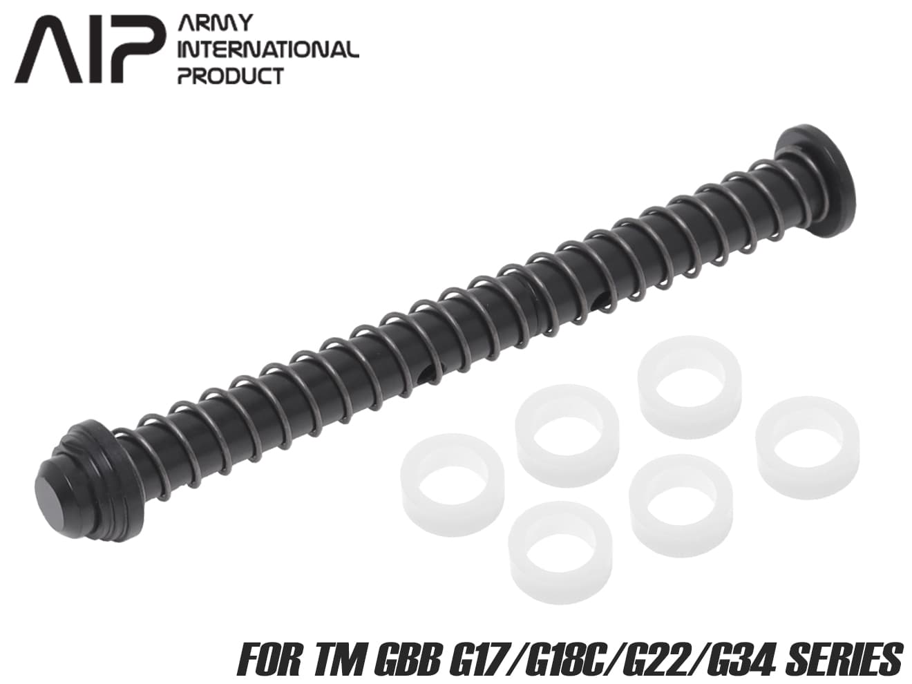 AIP ステンレス リコイルスプリングガイド w/ バッファ ブラックフィニッシュ for TM G17/G18C/G22/G34 Gen3◆耐食性 強度 質感 CNC 高精度 スムーズ カスタム