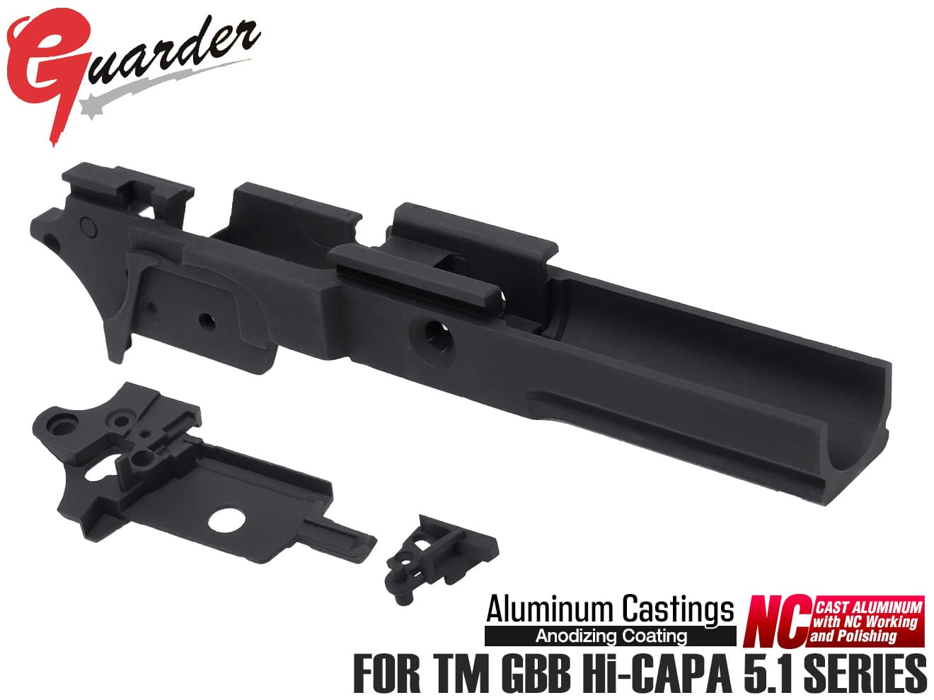 CAPA-60 B GUARDER アルミ 軽量ミッドフレーム ノーマーキング for TM GBB Hi-CAPA5.1 ブラック 表面 硬度 耐候性 向上 軽量 ダイキャスト NC 加工 精度