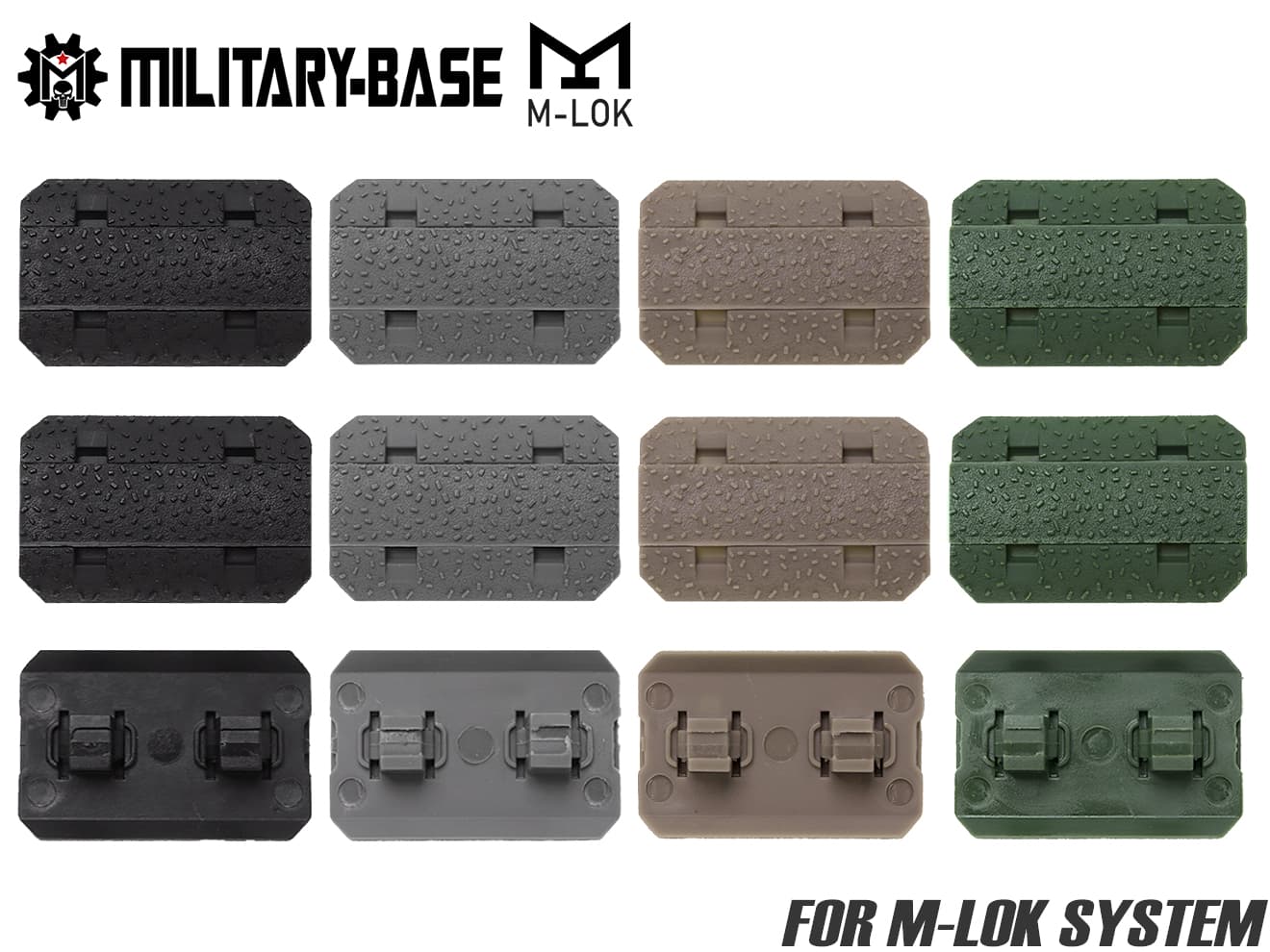 MILITARY BASE M-LOK カバーKIT type2◆パネル 本体 固定用 クリップ 2ピース 構造 装着 カスタム カラフル RAS レール 保護 グリップ力 向上 オリジナル