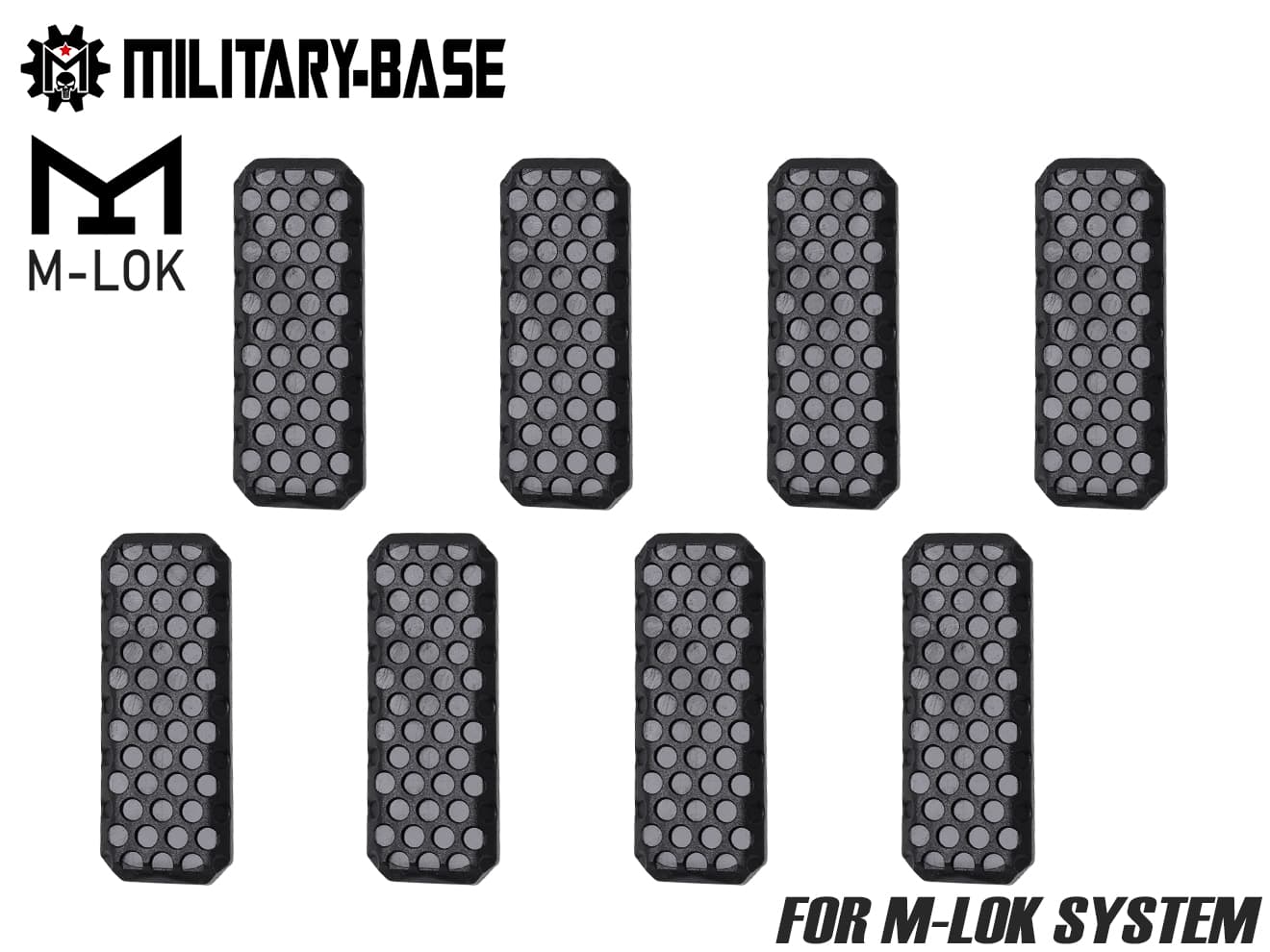 MILITARY BASE M-LOK スリムカバーKIT type2◆スリムサイズ ディンプル ブラック レール 工具 固定 RAS 保護 カスタム パネル キット オリジナル グリップ力