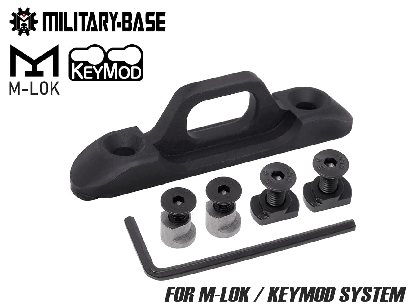 MILITARY BASE HK スリングマウント for KEYMOD/M-LOK BK◆HKタイプ MAGPUL フック アルミ 軽量 安定感 固定 回転しない タイプ レール ブラック コンパクト