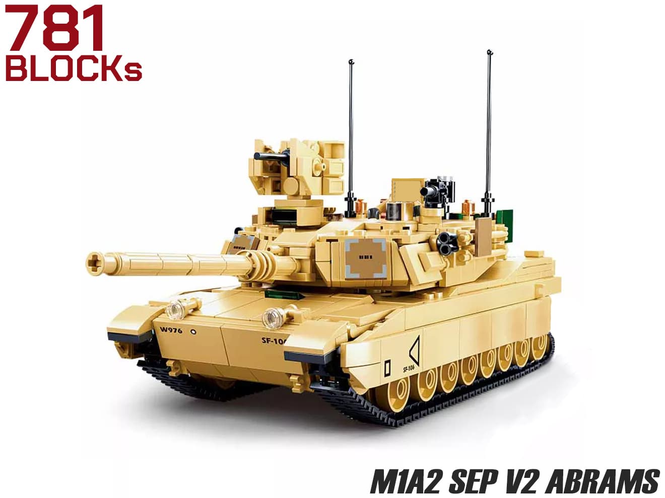 AFM M1A2 SEP V2 エイブラムス 主力戦車 781Blocks◆遠隔 機銃 装備 リアル 再現 ブロック 組み立て キット ミリタリ…