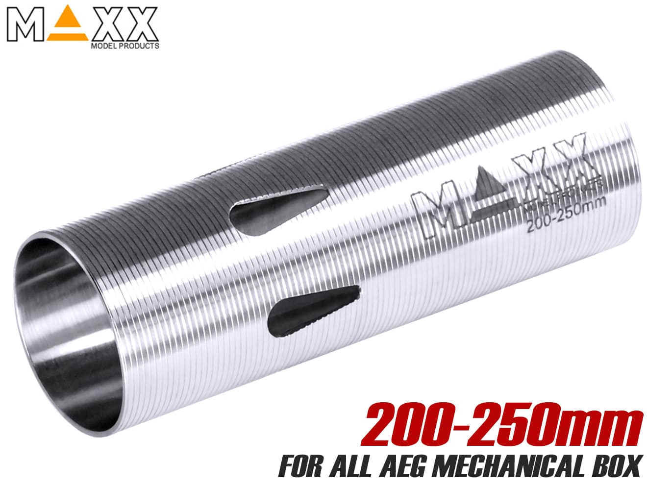 MAXX AEG ステンレスCNC シリンダー type E(200-250mm)◆精密 シリンダー 加速ポート 高強度 高精度 削り出し メカボックス 耐久性 耐摩..