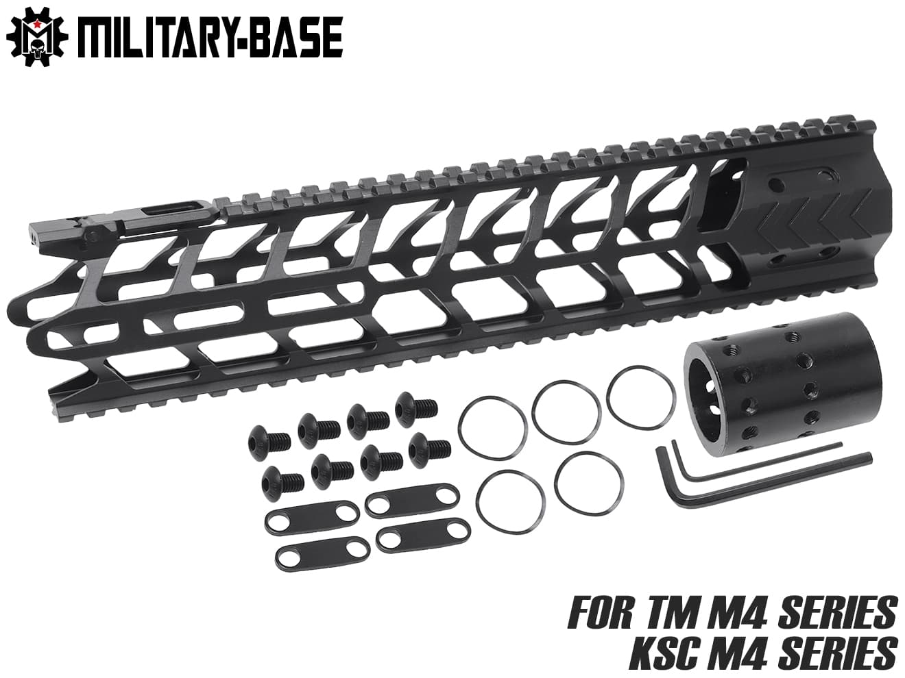 MILITARY BASE LTスタイル M-LOK フィッシュボーンレール w/ IFS 12inch for マルイ/KSC M4シリーズ◆フロントサイト 軽量 20mm レール 個性 デザイン カスタム