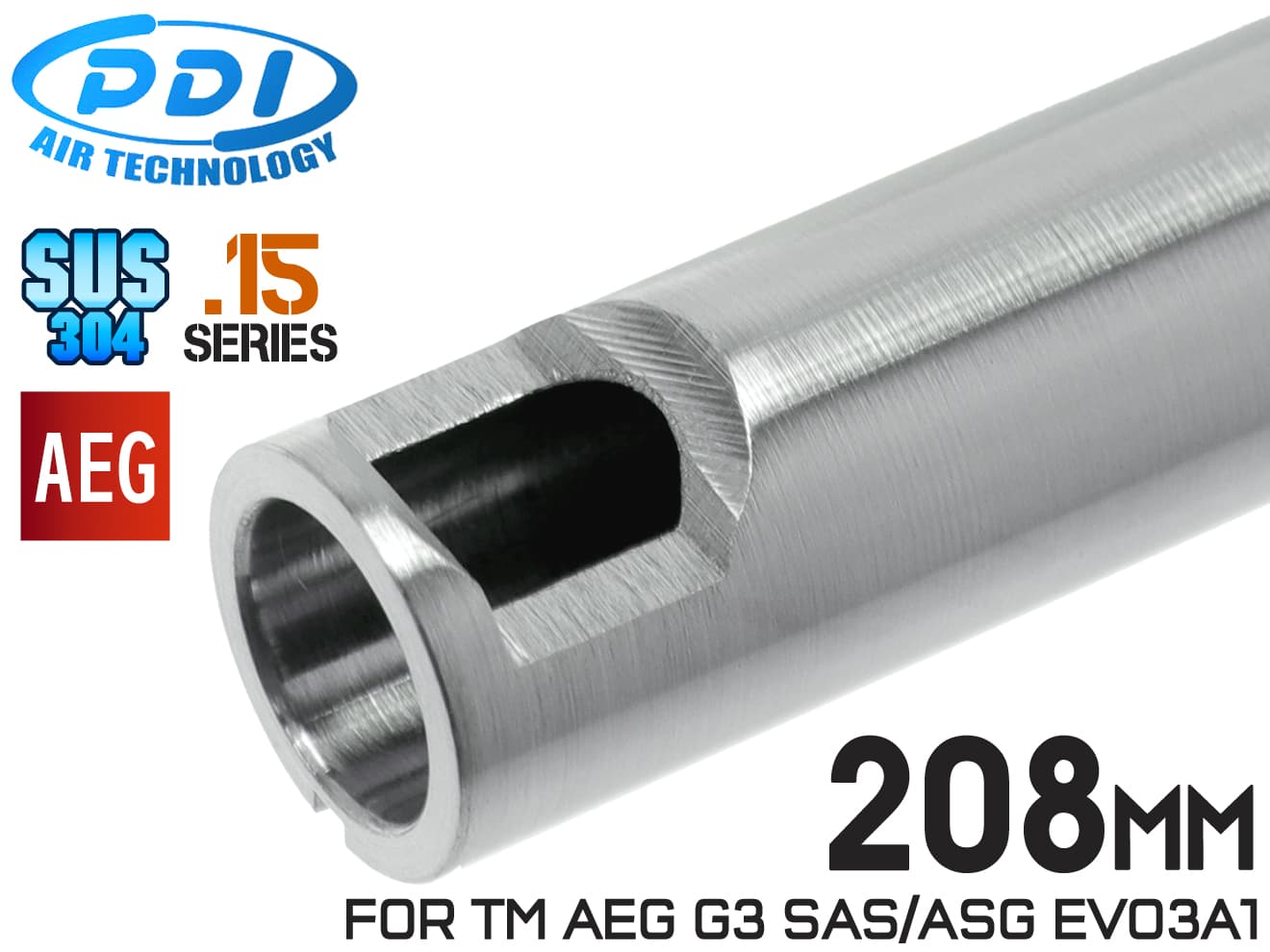 楽天ミリタリーベースPDI 15シリーズ AEG 超精密 ステンレスインナーバレル（6.15±0.002） 208mm マルイ G3 SAS/ASG EVO3A1◆強度 精度 東京マルイ MARUI 電動ガン 流速チューン 特殊