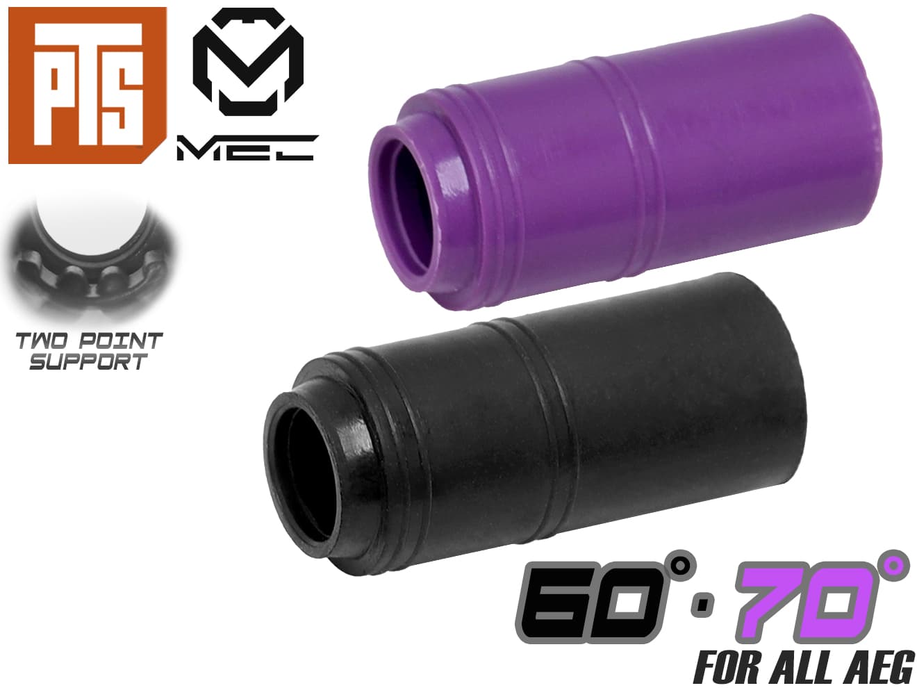 PTS MEC ホップアップ チャンバーパッキン AEG 60°&70° メーカー品 東京マルイ MARUI 電動ガン センタリング 2点支持 ホップ突起 長掛け ホップ力 気密性