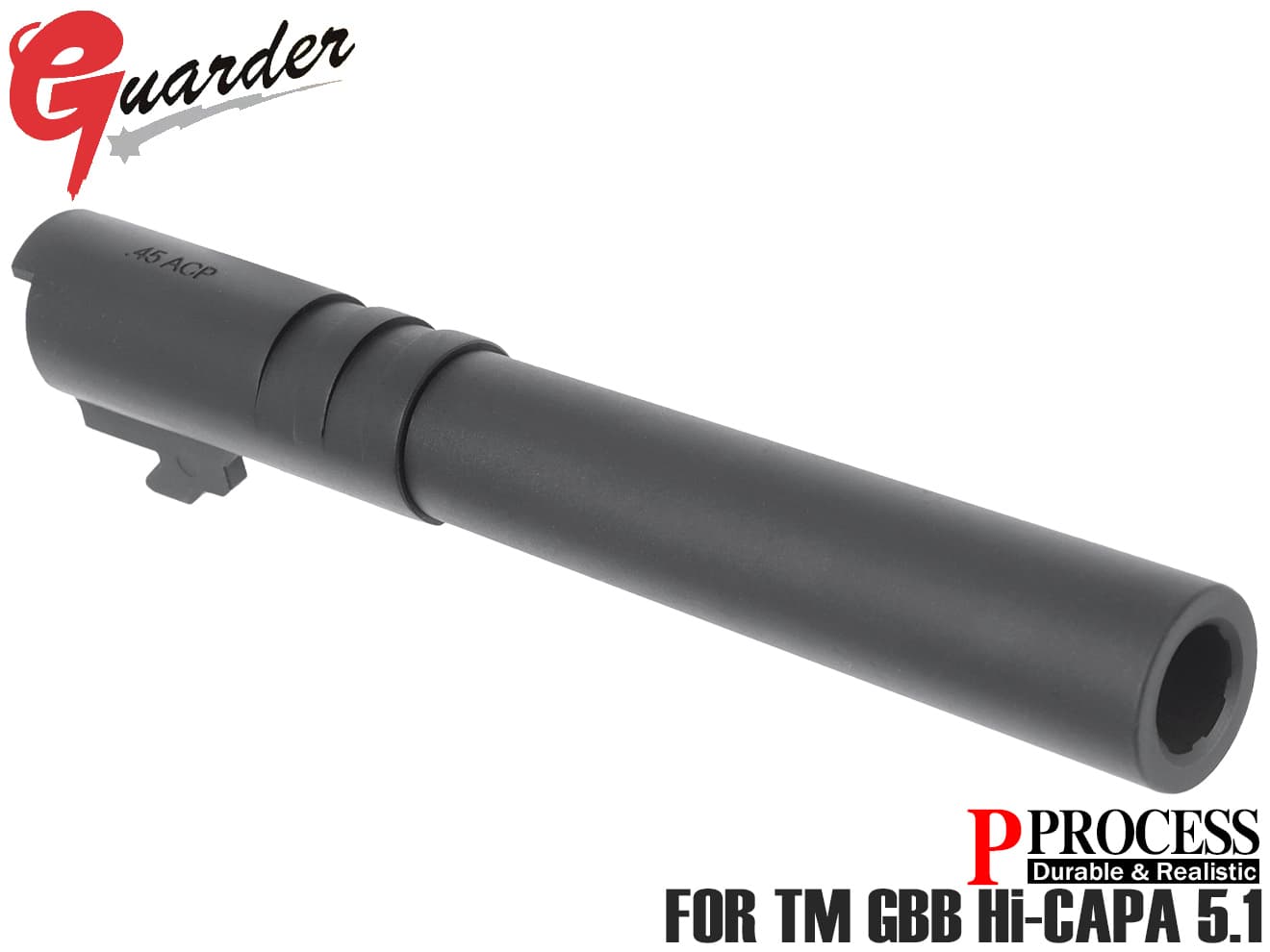 CAPA-10(BK)■GUARDER スチールアウターバレル for マルイ GBB Hi-CAPA 5.1◆東京マルイ MARUI GBB ガスブロ 強化 ダミーライフリング リアル カスタム パーツ コーンバレル