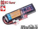 DCI Guns 7.4V 2,000mAh 25C-50C LiPo ミニSバッテリー (Deansコネクター)◆東京マルイ MARUI 電動ガン AEG 次世代 STD 汎用性 ディーンズ リポバッテリー