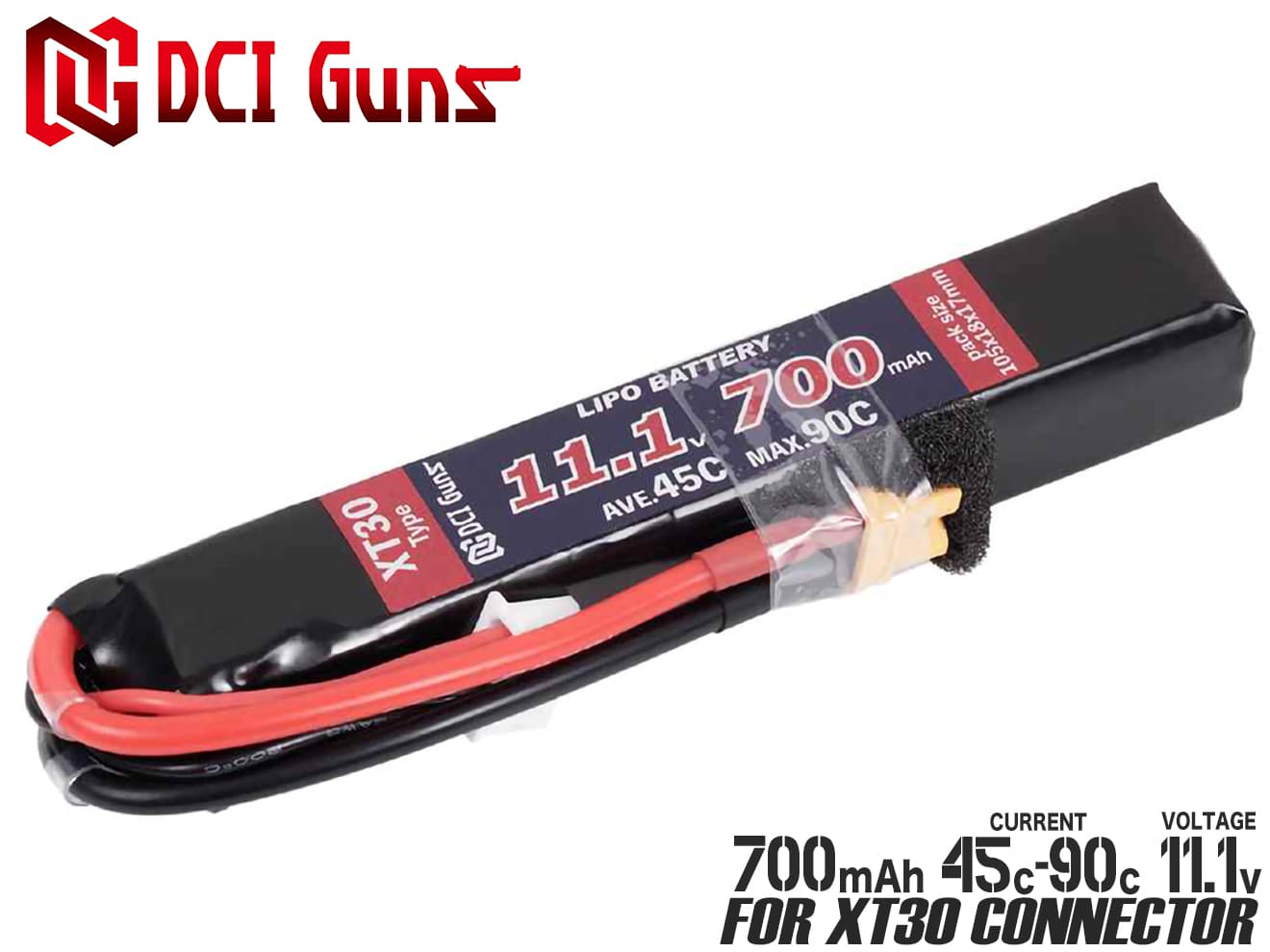 DCI Guns 11.1V 700mAh 45C-90C LiPo スティックバッテリー (XT30コネクター)◆東京マルイ MARUI 電動ガン AEG 次世代 STD 安定 Cレート リポバッテリー