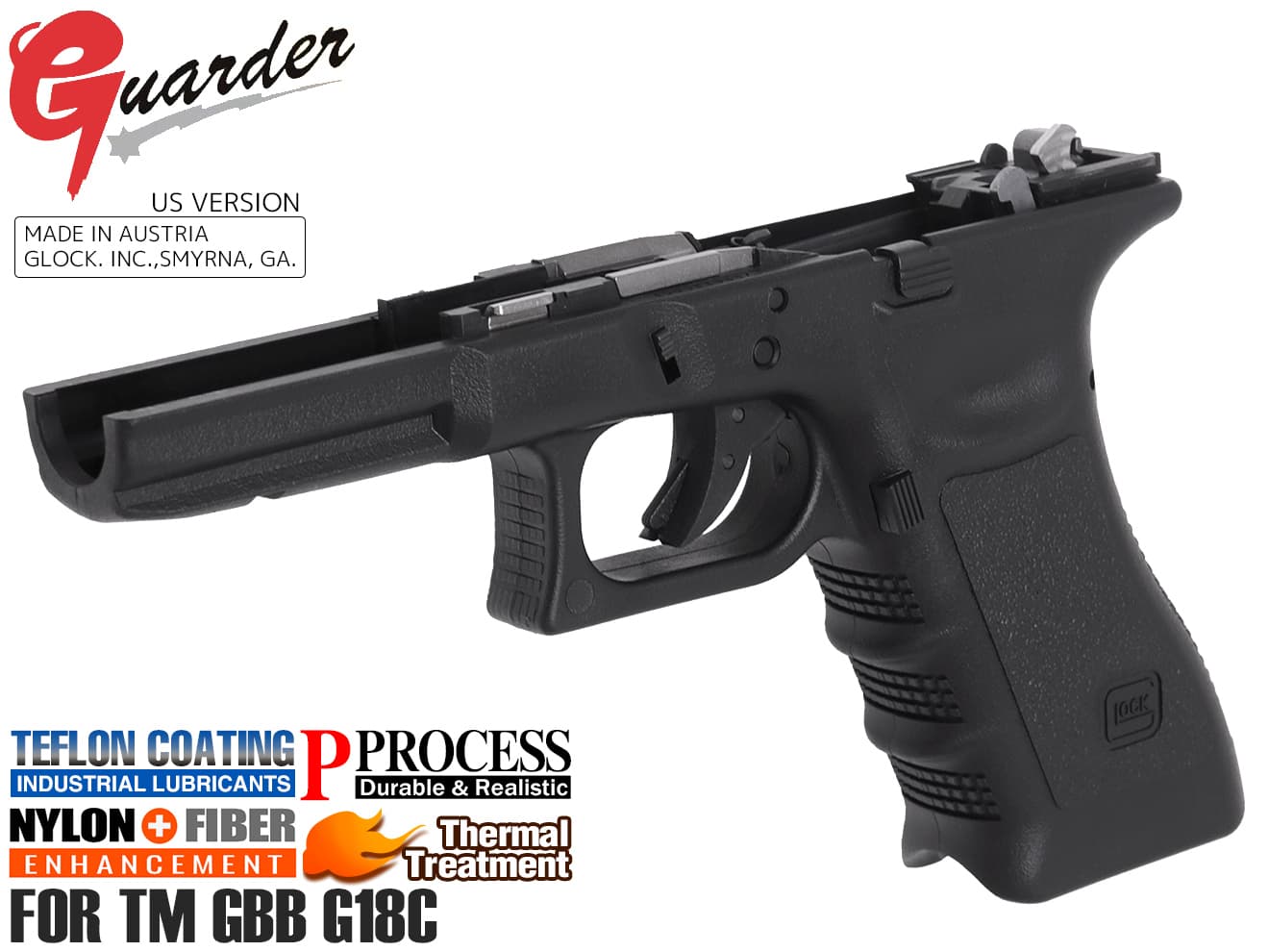 GLK-178(U)BK■GUARDER GLOCK Gen.3 オリジナルフレーム US Ver for マルイ G18C◆東京マルイ MARUI GBB リアル 強度 耐久性 アメリカ 米国 USA 刻印 カスタム 1