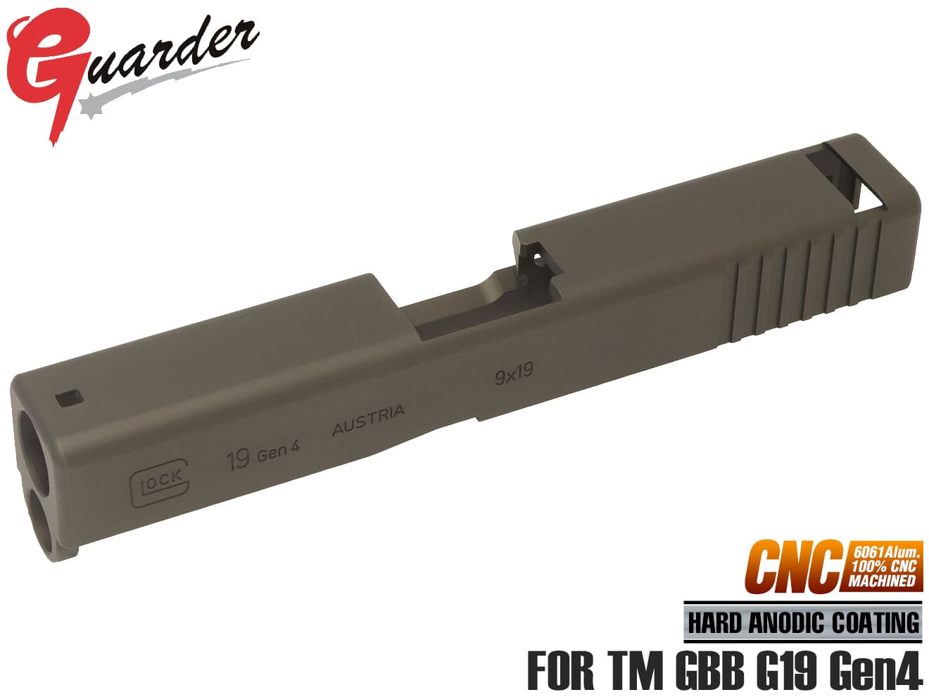 GLK-256(FDE)■GUARDER G19 Gen4 9mm アルミCNC スライド for マルイ G19 Gen4◆東京マルイ MARUI GBB ガスブロ GLOCK マット アルマイト リアル 再現 カスタム