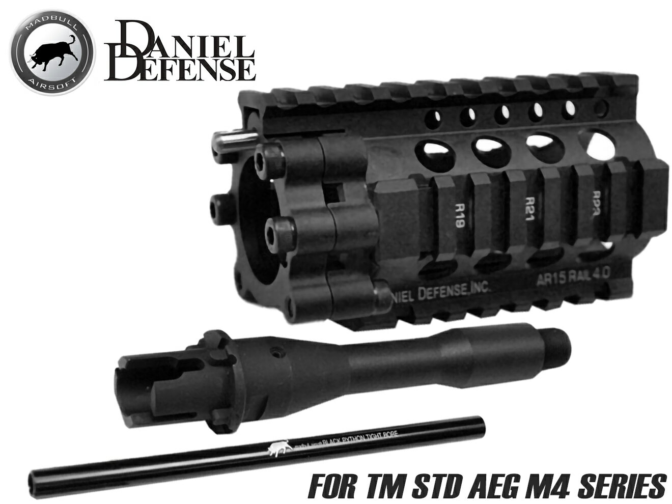 楽天ミリタリーベースMADBULL AIRSOFT DANIEL DEFENSE AR15 Lite RAS/Kit 4 inch◆東京マルイ MARUI AEG 電動ガン M4 マーキング バレル 付属 軽量 14mm 逆ネジ PDWスタイル カスタム