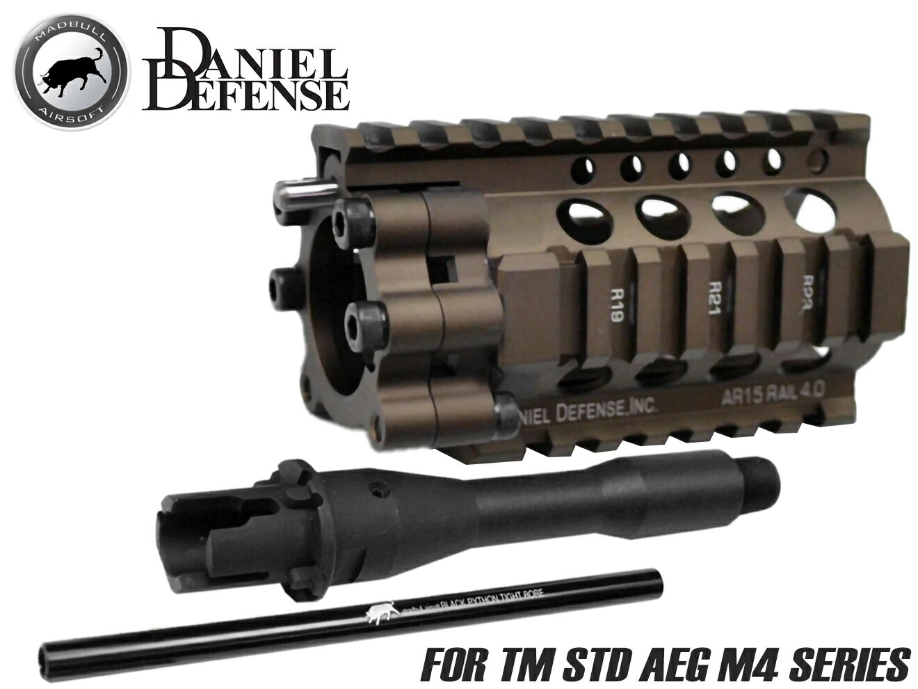 MADBULL AIRSOFT DANIEL DEFENSE AR15 Lite RAS/Kit 4 inch◆東京マルイ MARUI AEG 電動ガン M4 マーキング バレル 付属 軽量 14mm 逆ネジ PDWスタイル カスタム