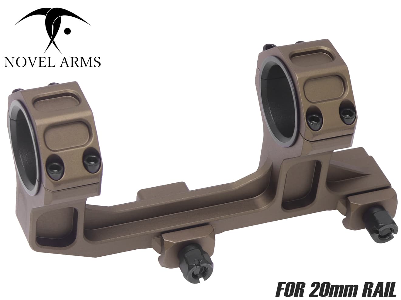 NOVEL ARMS AR-15 ワンピース ハイマウント 30mm径/1インチ対応 FDE◆リングマウント マウントリング 20mm レール レイル ライフルスコープ CQB CQC 近距離戦闘