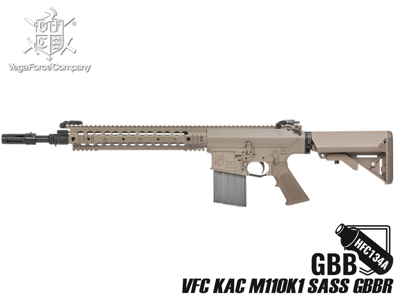 VFC KAC M110K1 SASS GBBR JPver./Knight s Licensed ガス ガン本体 ガスブロ−バック リアル 刻印 再現 両手利き スチール パーツ 調整可能 ストック