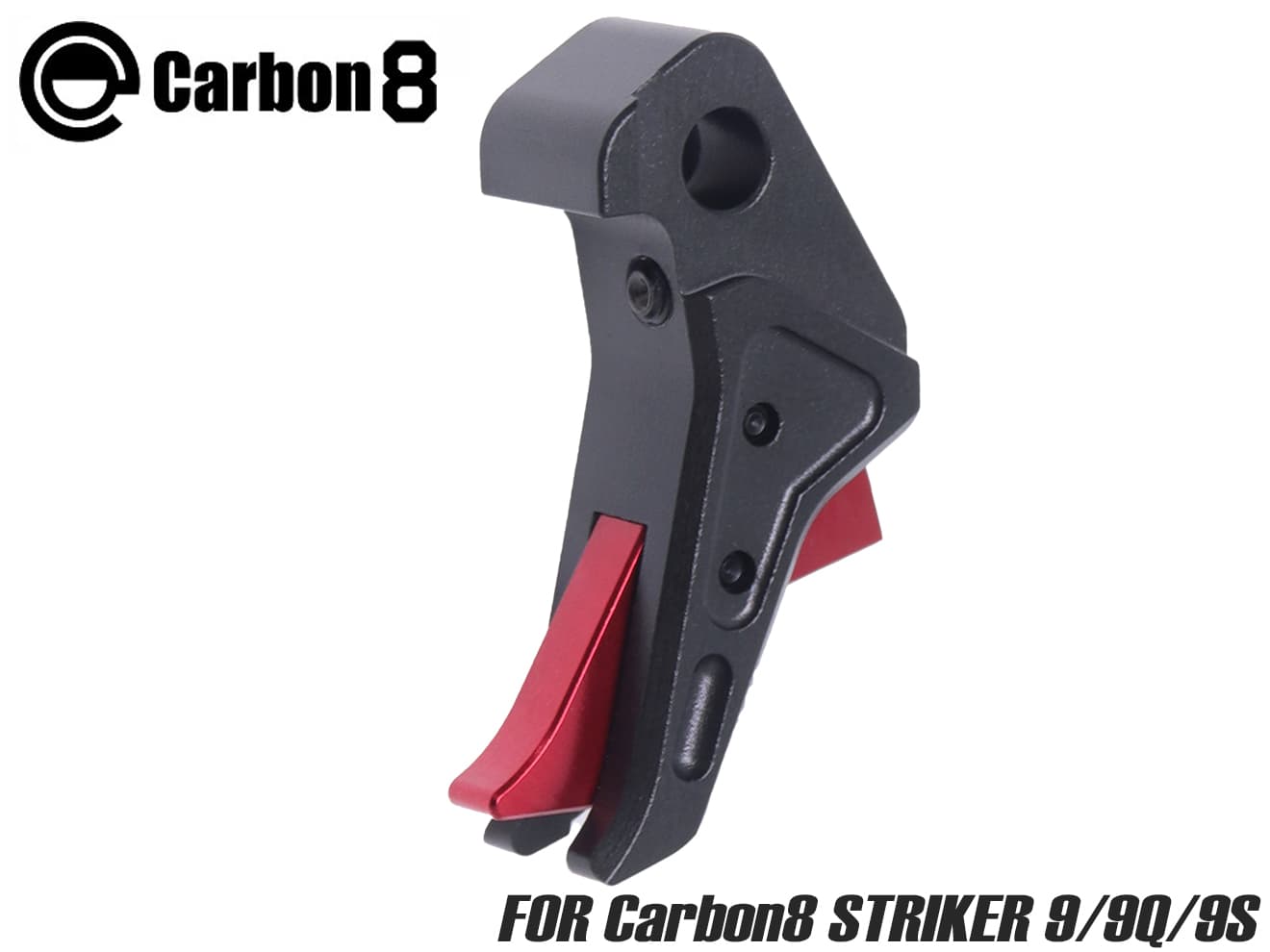 Carbon8 アルミCNC アジャスタブル カスタムトリガー for STRIKER-9/9Q/9S◆ガンメタル レッド ストローク 調節 可能 アルミ合金 質感 剛性 ドレスアップ パーツ
