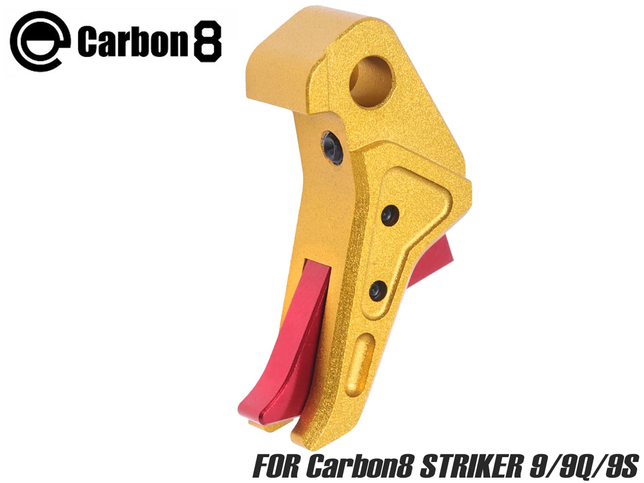 Carbon8 アルミCNC アジャスタブル カスタムトリガー for STRIKER-9/9Q/9S◆イエロー レッド ストローク 調節 可能 アルミ合金 質感 剛性 ドレスアップ カスタム