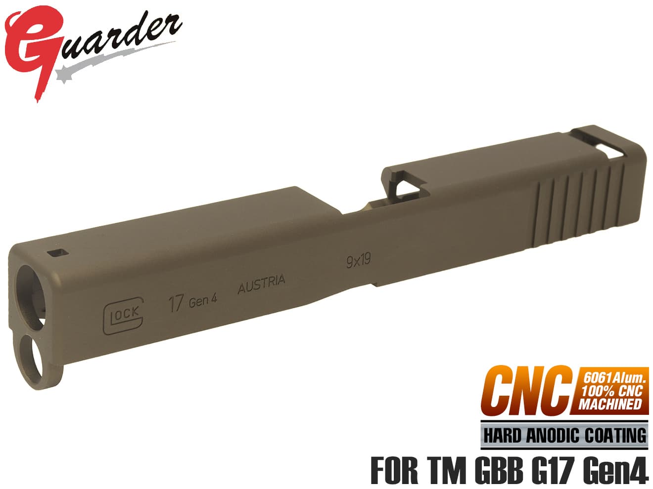 GLK-211(FDE)■GUARDER G17 Gen4 9mm アルミCNC スライド for マルイ G17 Gen4◆東京マルイ MARUI GLOCK グロック ガスブロ 強化 ブラスト処理 マット 質感再現