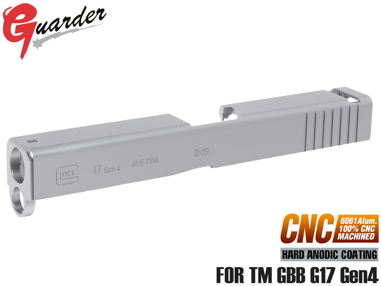 GLK-211(SV)■GUARDER G17 Gen4 9mm アルミCNC スライド for マルイ G17 Gen4◆東京マルイ MARUI GLOCK グロック ガスブロ 強化 ブラスト処理 マット 質感再現