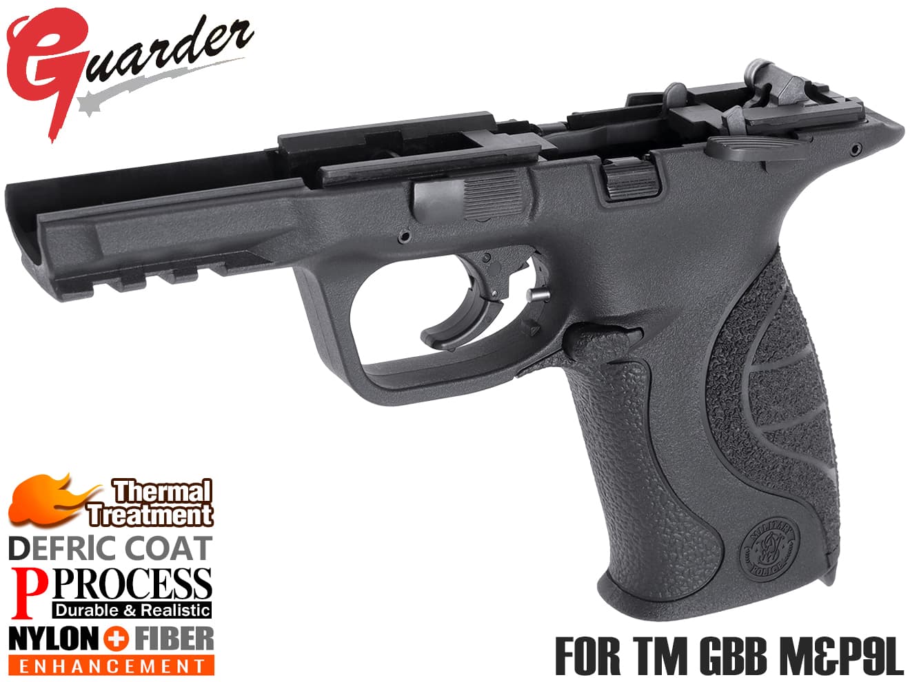 楽天ミリタリーベースMP9-69（BK）■GUARDER Performance Center リアリスティック ポリマー フレームw/ スチール強化パーツフルセット for マルイ M&P 9L◆MARUI GBB ハンマー トリガー