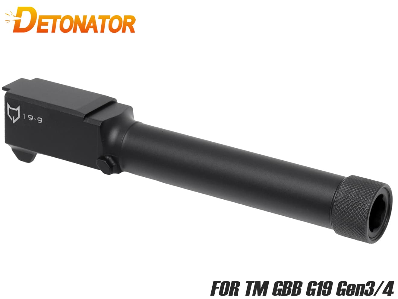 DETONATOR Alphawolfタイプ アルミアウターバレル for TM G19 Gen3/4◆東京マルイ GBB ガスブロ LONEWOLF リアル スレッド カスタム 14mm 逆ネジ CNC ブラック BK